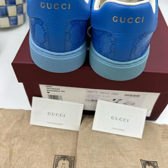 Men's Gucci ace crystal canvas low top sneakers size 7 fits 8US made in Italy - Picture 6 of 12